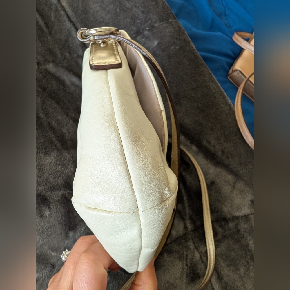 Coach Metallic Gold Leather Crossbody Bag Cream White - Picture 6 of 13